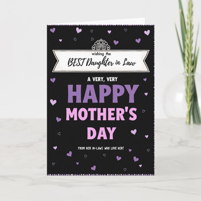 Tarjeta del Día de la Madre Violeta Rosa (Anverso)