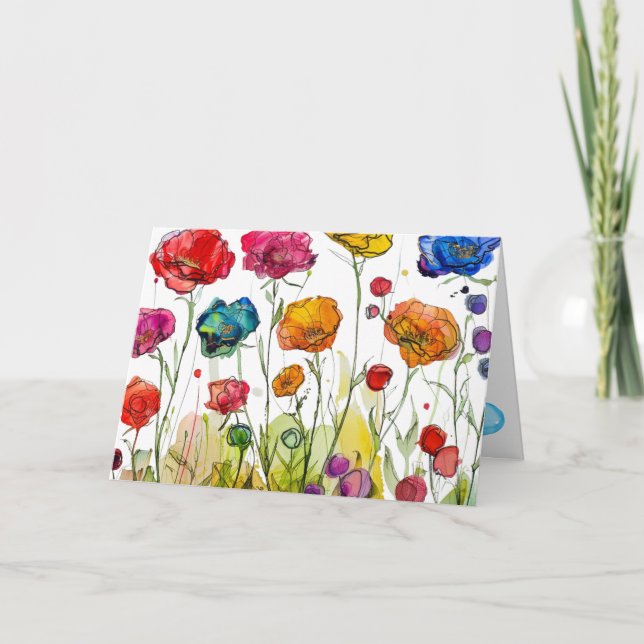 Tarjeta del Día de la Madre Vivid Poppy Panorama (Anverso)