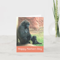 Tarjeta del día de la madre y el bebé gorila
