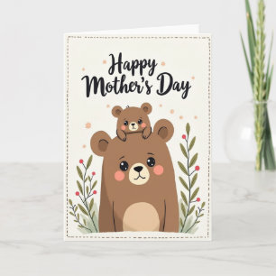 Tarjeta del Día de la Mamá Osa de Lunares