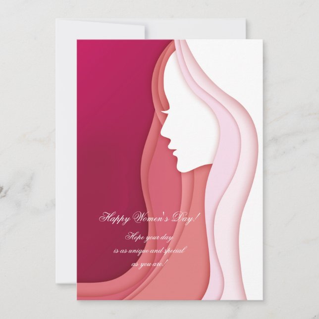 Tarjeta del Día de la Mujer de Perfil Femenino (Anverso)