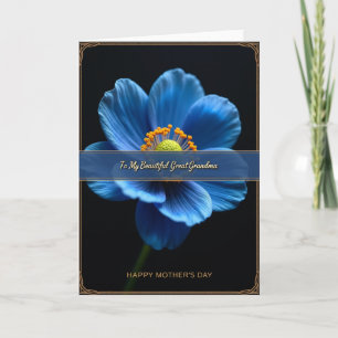 Tarjeta del Día de las Abuelas con Floral Azure