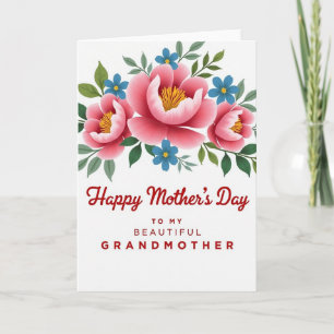 Tarjeta del Día de las Abuelas Floral Azure