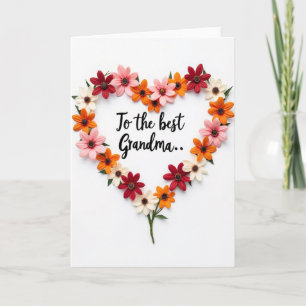 Tarjeta del Día de las Abuelas Florales con Corazó