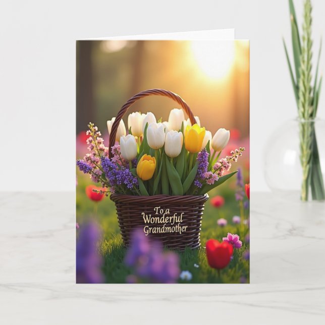 Tarjeta del Día de las Abuelas Floreciendo (Anverso)