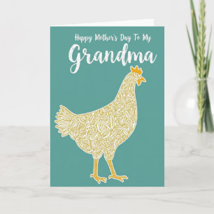 Tarjeta del Día de las Abuelas Gallina Dorada