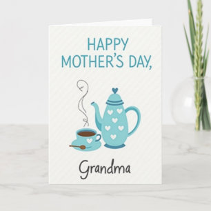 Tarjeta del Día de las Abuelas Tetera Verde Claro