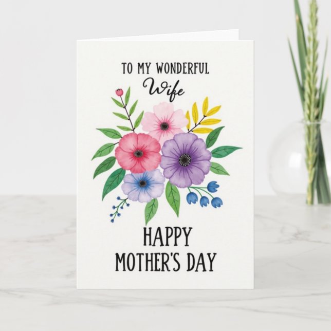 Tarjeta del Día de las Esposas con Flores de Chevr (Anverso)