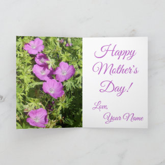 Tarjeta del día de las flores moradas