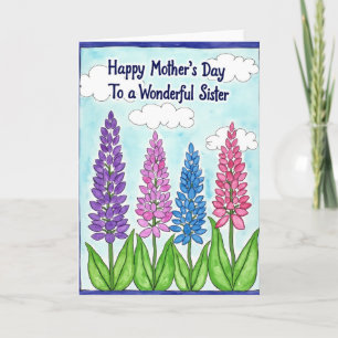 Tarjeta del Día de las Flores Violetas Lindas