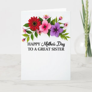 Tarjeta del Día de las Hermanas Floridas a Rayas