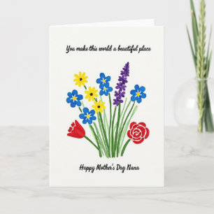 Tarjeta del Día de las Hermosas Flores de Nana