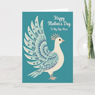Tarjeta del Día de las Madres Adoptivas Teal Bird
