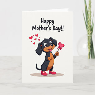 Tarjeta del Día de las Madres Alegre Perrito