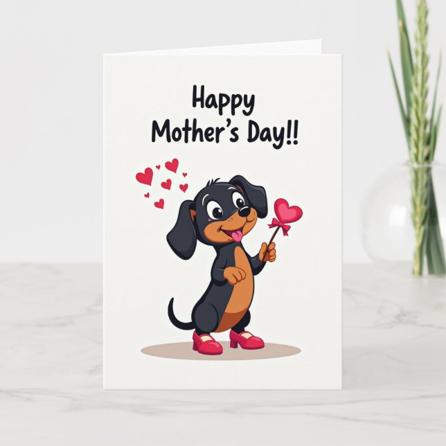 Tarjeta del Día de las Madres Alegre Perrito (Anverso)