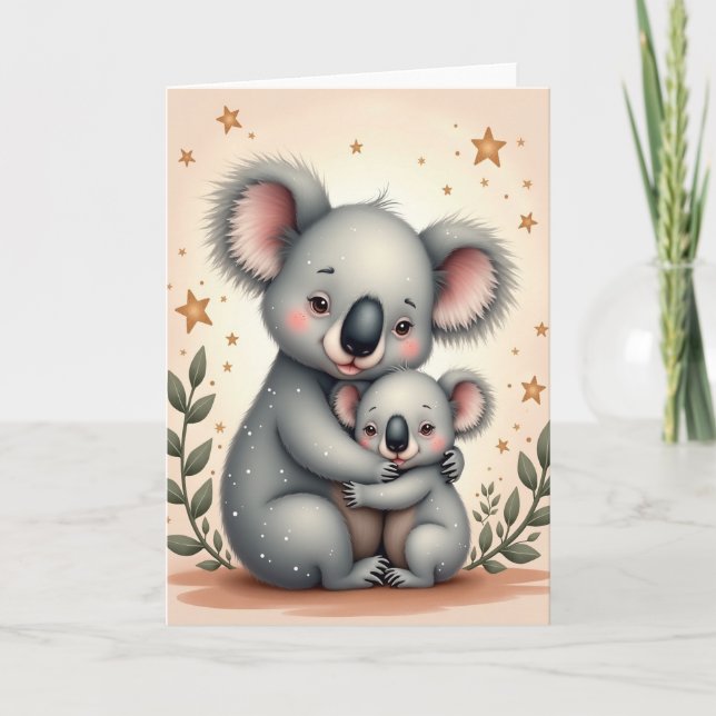 Tarjeta del Día de las Madres Amando a Koala (Anverso)