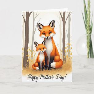 Tarjeta del Día de las Madres Amorosas Zorro