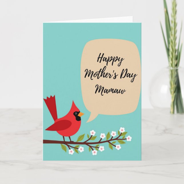 Tarjeta del Día de las Madres con Ave Estilizada (Anverso)