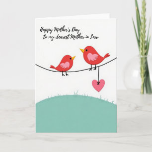 Tarjeta del Día de las Madres con Corazón Rosa de 