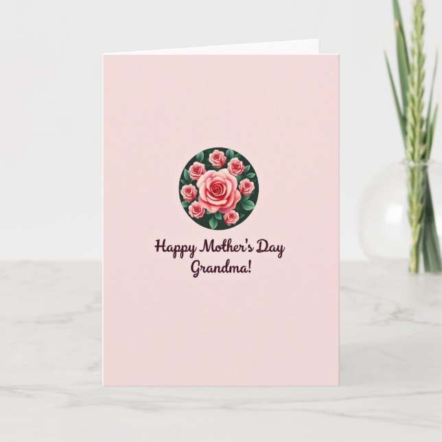 Tarjeta del Día de las Madres con Emblema de Rosa  (Anverso)