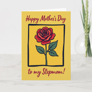 Tarjeta del Día de las Madres con Flor Roja Estili