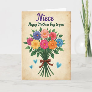 Tarjeta del Día de las Madres con Sobrina Floral