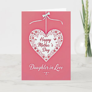 Tarjeta del Día de las Madres Corazón Rosado
