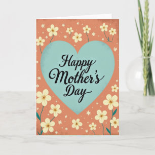 Tarjeta del Día de las Madres Corazón Turquesa