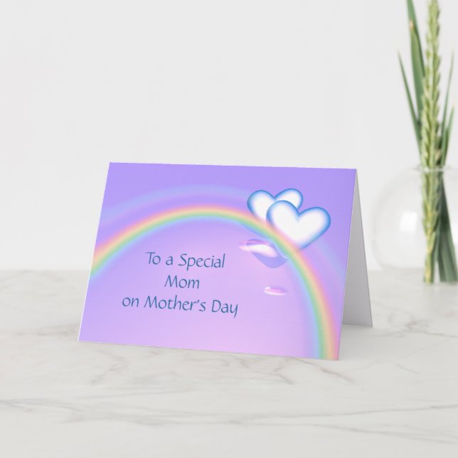 Tarjeta del Día de las Madres Corazones sobre Arco (Anverso)