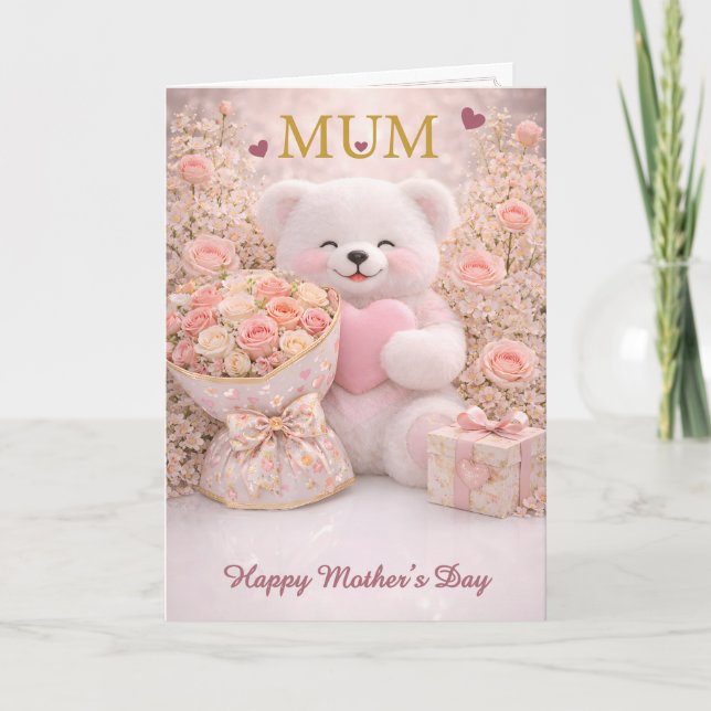 Tarjeta del Día de las Madres de Osito de Peluche  (Anverso)