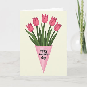 Tarjeta del Día de las Madres de Tulipanes a Rayas