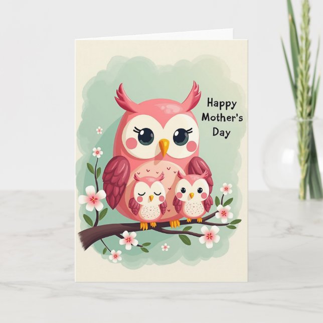 Tarjeta del Día de las Madres Escena Familiar de A (Anverso)