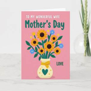 Tarjeta del Día de las Madres Esposa Floral