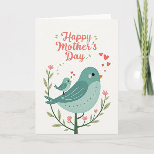 Tarjeta del Día de las Madres Floral Aviar