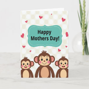 Tarjeta del Día de las Madres Mono Dulce