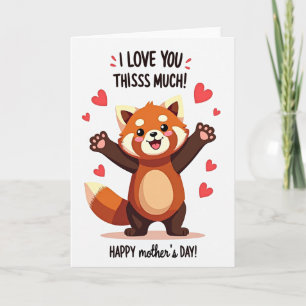Tarjeta del Día de las Madres Panda Rojo