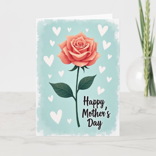 Tarjeta del Día de las Madres Peach Rose Hearts (Anverso)