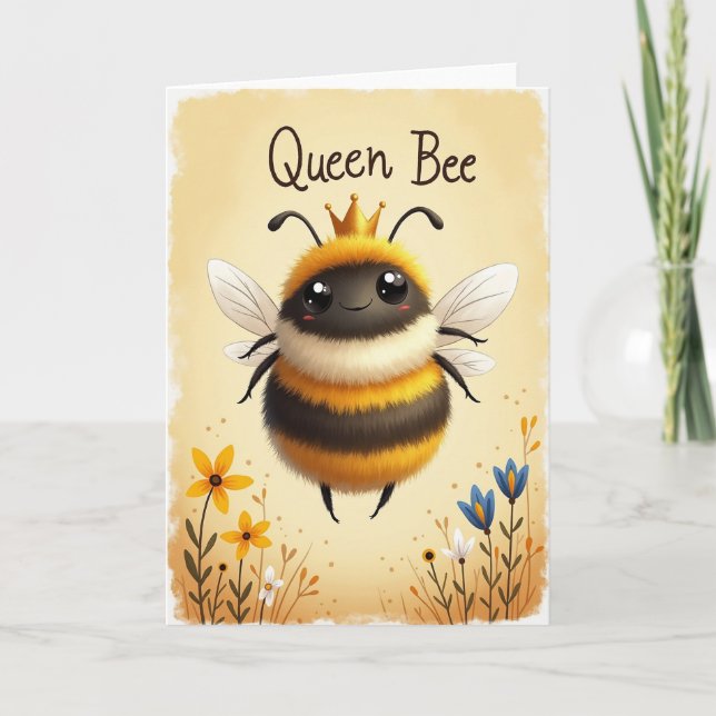 Tarjeta del Día de las Madres Reina Abeja Dorada (Anverso)