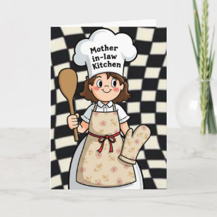 Tarjeta del Día de las Mamás con Delantal Floral