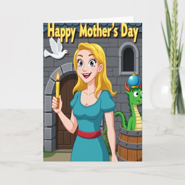 Tarjeta del Día de las Mamás de Cabello Dorado (Anverso)
