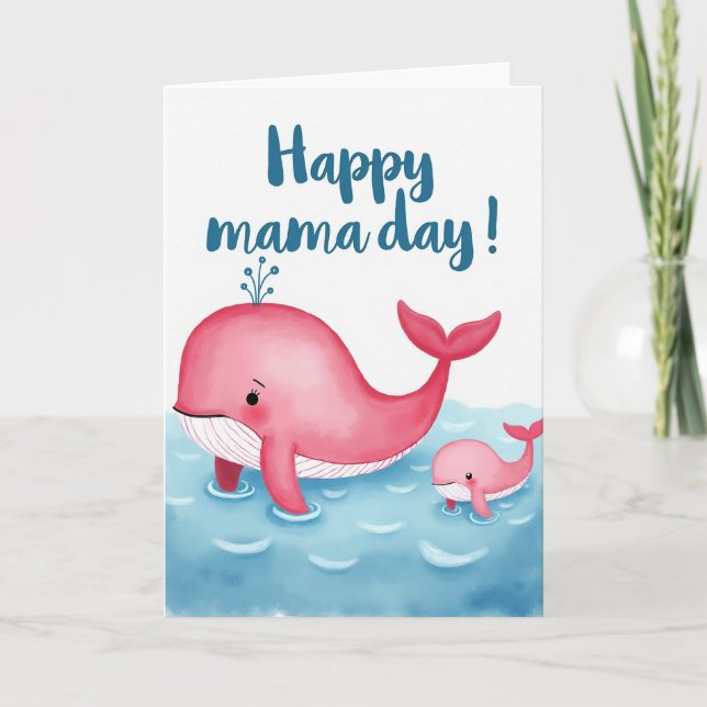 Tarjeta del Día de las Mamás Marinas Rosadas (Anverso)