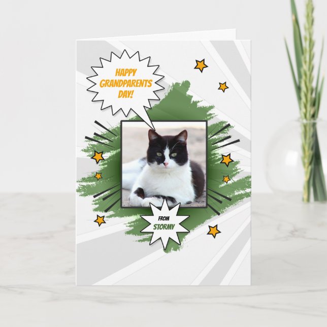 Tarjeta del Día de los Abuelos del Gato con foto del Masco (Anverso)