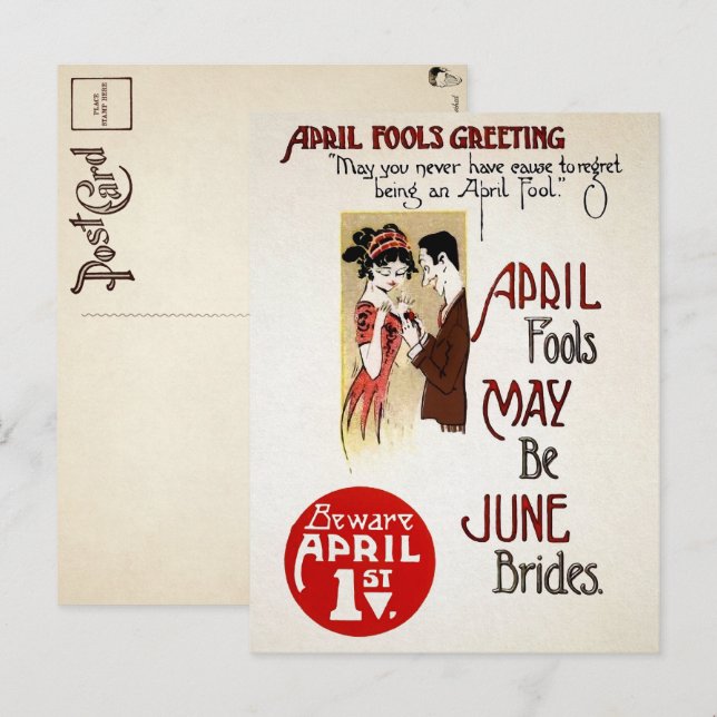 Tarjeta del Día de los Inocentes Victoriana (Anverso / Reverso)