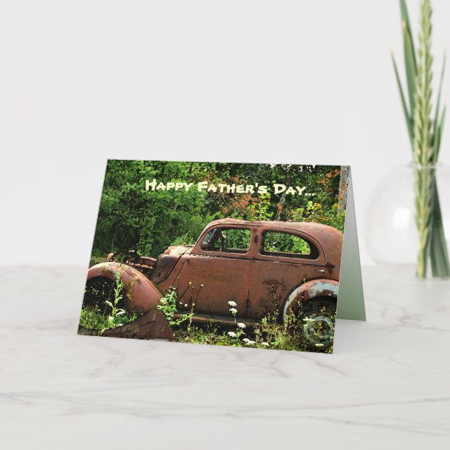 Tarjeta del Día de los Padres de los Coches Antigu (Anverso)
