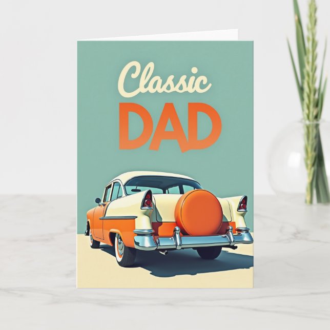 Tarjeta del Día de los Papás de Autos Retro (Anverso)