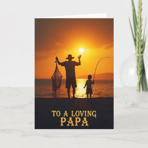 Tarjeta del Día de los Papás Pescando al Atardecer