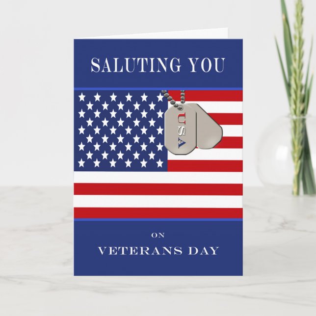 Tarjeta del Día de los Veteranos - Saludo a usted (Anverso)