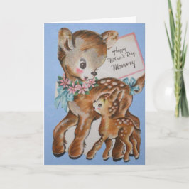 Tarjeta del día de madre de Bambi del vintage con