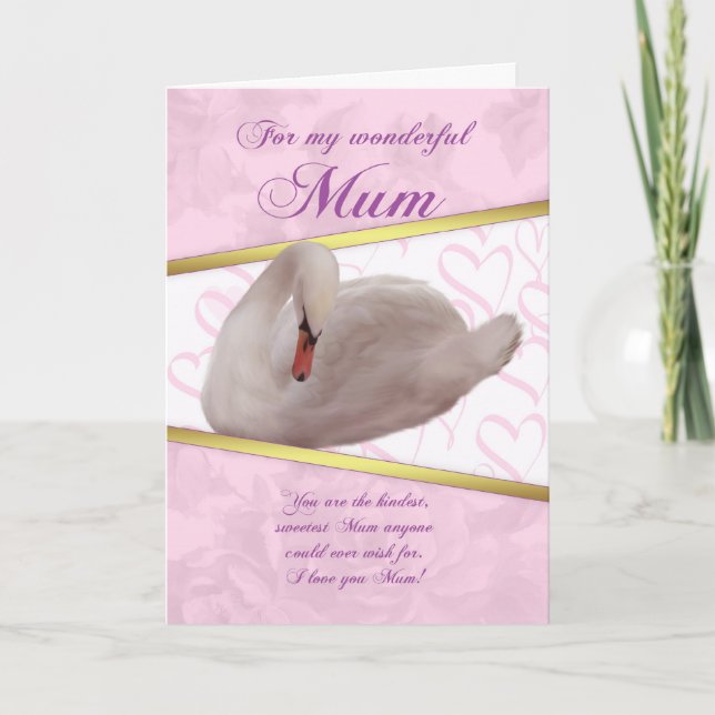 Tarjeta del día de madre de la mamá con el cisne - (Anverso)