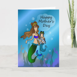 Tarjeta del día de madre de la sirena y de la hija